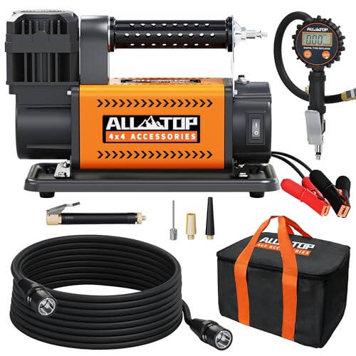 ALL-TOP Air Compressor with Digital Pressure Gauge Tire Inflator Kit, 12V Portable Inflator 7.06ft³/Min, Offroad Air Pump for Truck Tires, Heavy Duty Max 150 PSI for 4x4 Vehicle & RV - 5
