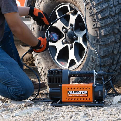 ALL-TOP Air Compressor with Digital Pressure Gauge Tire Inflator Kit, 12V Portable Inflator 7.06ft³/Min, Offroad Air Pump for Truck Tires, Heavy Duty Max 150 PSI for 4x4 Vehicle & RV - 6