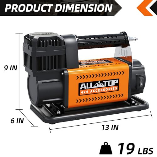 ALL-TOP Air Compressor with Digital Pressure Gauge Tire Inflator Kit, 12V Portable Inflator 7.06ft³/Min, Offroad Air Pump for Truck Tires, Heavy Duty Max 150 PSI for 4x4 Vehicle & RV - 3