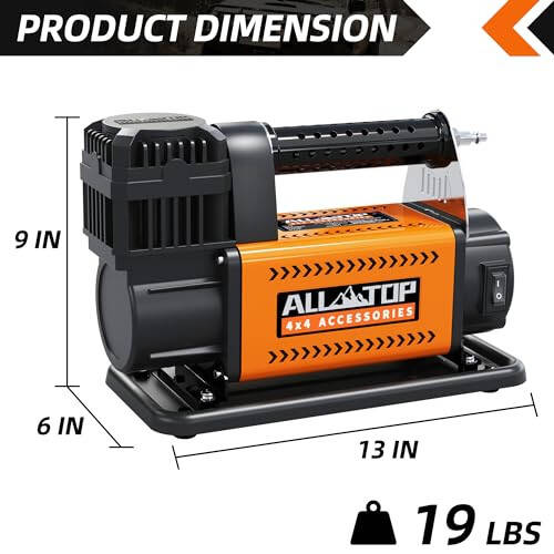 ALL-TOP Air Compressor with Digital Pressure Gauge Tire Inflator Kit, 12V Portable Inflator 7.06ft³/Min, Offroad Air Pump for Truck Tires, Heavy Duty Max 150 PSI for 4x4 Vehicle & RV - 3