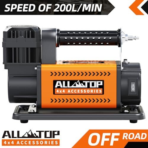 ALL-TOP Air Compressor with Digital Pressure Gauge Tire Inflator Kit, 12V Portable Inflator 7.06ft³/Min, Offroad Air Pump for Truck Tires, Heavy Duty Max 150 PSI for 4x4 Vehicle & RV - 4