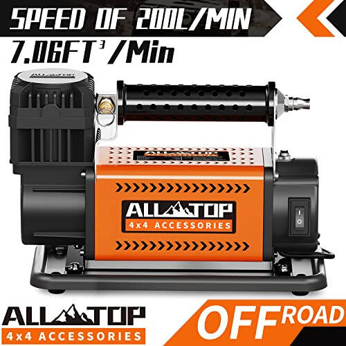 ALL-TOP Air Compressor Kit, 12V Portable Inflator 7.06CFM, Offroad Air Compressor for Truck ,Air Pump for Car Heavy Duty, Max 150PSI for SUV 4x4 Vehicle RV Tire - 2