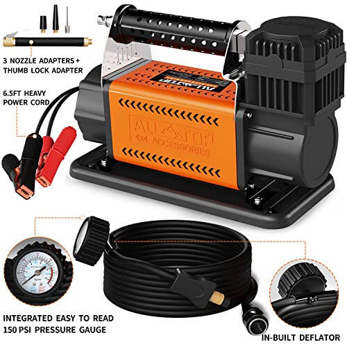 ALL-TOP Air Compressor Kit, 12V Portable Inflator 7.06CFM, Offroad Air Compressor for Truck ,Air Pump for Car Heavy Duty, Max 150PSI for SUV 4x4 Vehicle RV Tire - 4