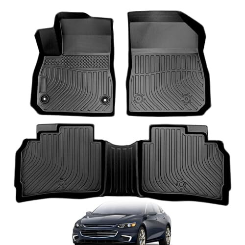 All Weather Car Floor Mats Compatible with 2016 2017 2018 2019 2020 2021 2022 2023 2024 Malibu，3Pcs Automotive Floor Mats & Cargo Liners Front & Rear Row Interior Car Accessories - 1