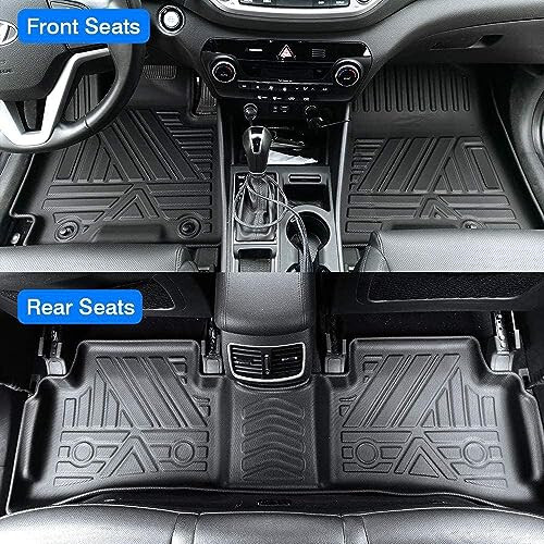 All Weather Car Floor Mats for 2013-2021 Nissan Pathfinder, Nissan Pathfinder Floor Mats, Rubber Car Mats and Cargo Liner Full Set Includes 1st 2nd 3rd Rows Maximum Coverage, Non Slip, Laser Measured - 3