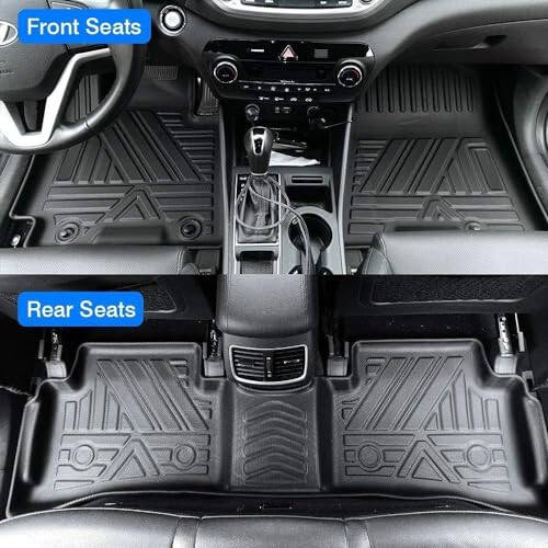 All Weather Custom Fit Rubber Mats for 2012-2018 Ford Focus, Ford Focus Floor Mats, Full Set Includes 1st and 2nd Rows Maximum Coverage, Laser Measured TPE Rubber Protection Mat Car Mats - 3