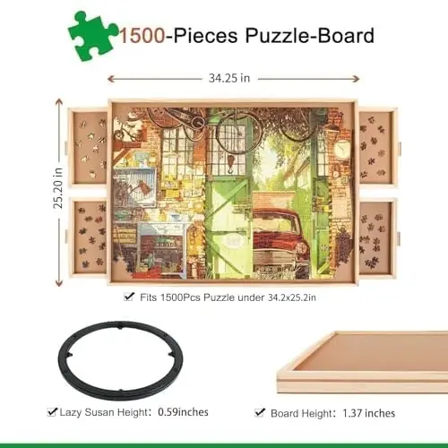 ALL4JIG 1500 dona aylanadigan jumbo puzzle taxtasi tortmalari bilan, 26