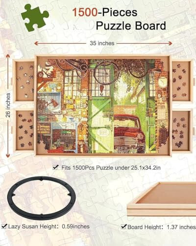 ALL4JIG 1500 Piece Rotating Puzzle Board with Drawers and Cover,26