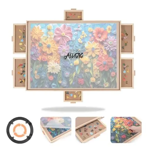 ALL4JIG 1500 Pieces Rotating Puzzle Board with 6 Drawers and Cover,24.92