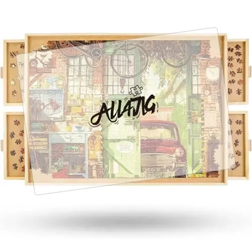 ALL4JIG 2000 Bo'lakli Aylanadigan Puzzle Taxtasi Tortmalar va Qopqoq bilan, 28.5
