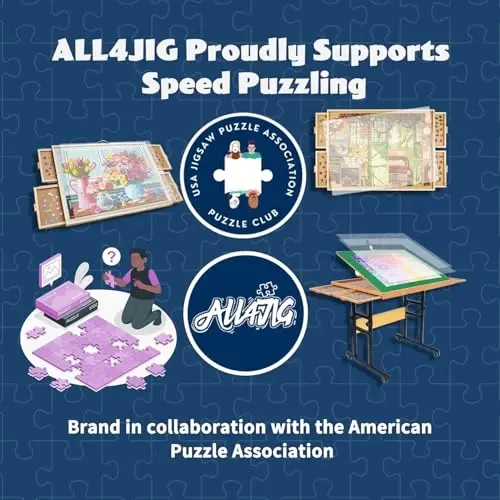 ALL4JIG 2000 Bo'lakli Aylanadigan Puzzle Taxtasi Tortmalar va Qopqoq bilan, 28.5