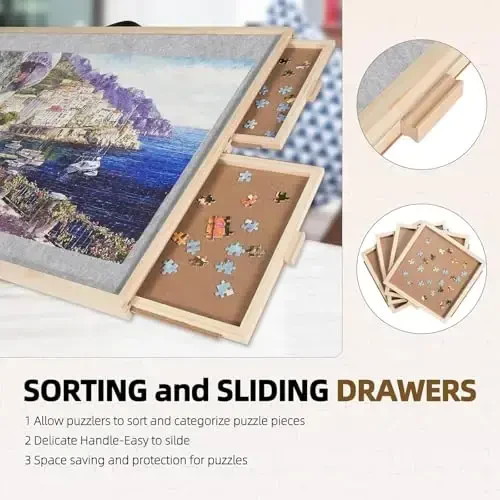 ALL4JIG 2000 Pieces Rotating Puzzle Board with 4 Drawers & Lazy Susan, 40.1