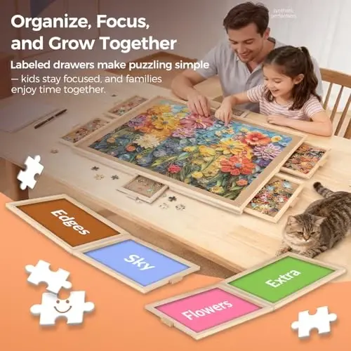 ALL4JIG 2000 Pieces Rotating Puzzle Board with 6 Drawers and Cover,28.50