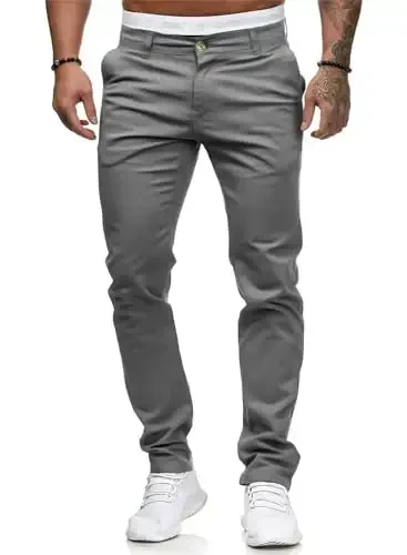 ALLABREVE erkaklar chinoslari kundalik shimlar Slim Fit Skinny Stretch tekis old yengil qulay shimlar - 1