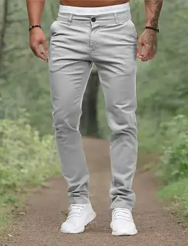 ALLABREVE erkaklar chinoslari Kundalik shimlar Torli Slim Fit Teri egiluvchan tekis old engil qulay shimlar - 5