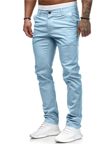 ALLABREVE Erkaklar uchun Chino kundalik kiyim shim Slim Fit ingichka cho'ziluvchan tekis old tomon yengil qulay shimlar - 2