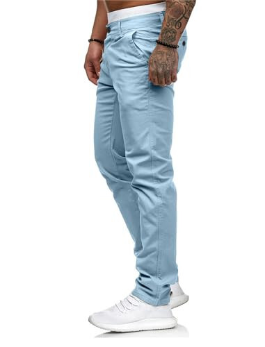 ALLABREVE Erkaklar uchun Chino kundalik kiyim shim Slim Fit ingichka cho'ziluvchan tekis old tomon yengil qulay shimlar - 3