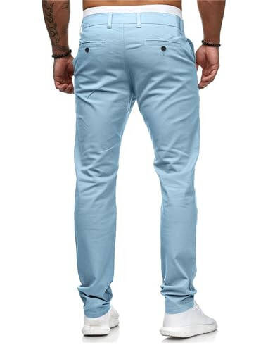 ALLABREVE Erkaklar uchun Chino kundalik kiyim shim Slim Fit ingichka cho'ziluvchan tekis old tomon yengil qulay shimlar - 4