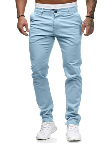 ALLABREVE Erkek Chino Casual Pantolon Slim Fit Dar Kesim Esnek Düz Ön Yüz Hafif Konforlu Pantolon - 1