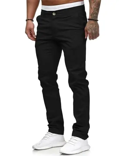 ALLABREVE Men's Chinos Casual Dress Pants Slim Fit Skinny Stretch Flat-Front Lightweight Comfort Slacks - 2