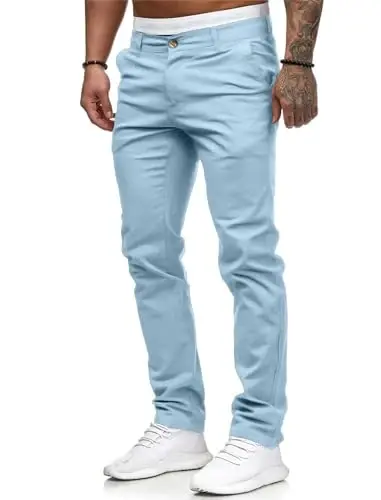 ALLABREVE Men's Chinos Casual Dress Pants Slim Fit Skinny Stretch Flat-Front Lightweight Comfort Slacks - 2