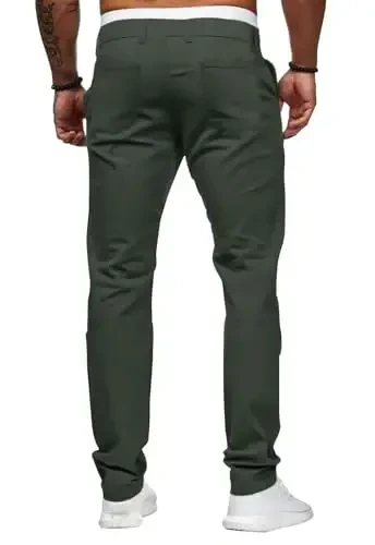 ALLABREVE Men's Chinos Casual Dress Pants Slim Fit Skinny Stretch Flat-Front Lightweight Comfort Slacks - 4