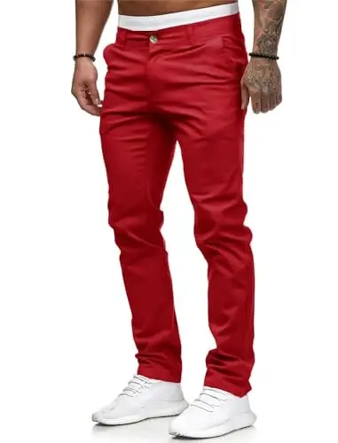 ALLABREVE Erkek Chino Günlük Elbise Pantolonu Slim Fit Skinny Streç Düz Ön Hafif Konfor Pantolon - ALLABREVE (1)