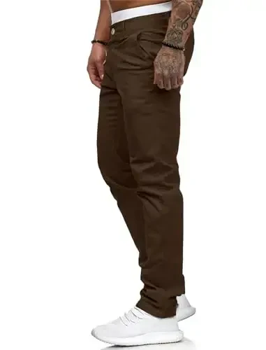 ALLABREVE Men's Chinos Casual Dress Pants Slim Fit Skinny Stretch Flat-Front Lightweight Comfort Slacks - 3