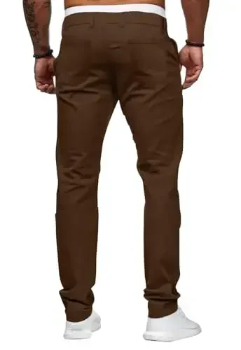 ALLABREVE Men's Chinos Casual Dress Pants Slim Fit Skinny Stretch Flat-Front Lightweight Comfort Slacks - 4
