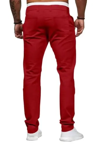 ALLABREVE Men's Chinos Casual Dress Pants Slim Fit Skinny Stretch Flat-Front Lightweight Comfort Slacks - 4