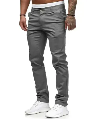 ALLABREVE Men's Chinos Casual Dress Pants Slim Fit Skinny Stretch Flat-Front Lightweight Comfort Slacks - ALLABREVE (1)