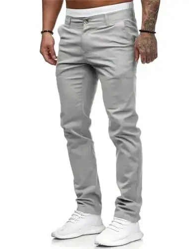 ALLABREVE Men's Chinos Casual Dress Pants Slim Fit Skinny Stretch Flat-Front Lightweight Comfort Slacks - ALLABREVE (1)