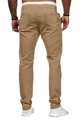 ALLABREVE Men's Chinos Casual Dress Pants Slim Fit Skinny Stretch Flat-Front Lightweight Comfort Slacks - 5