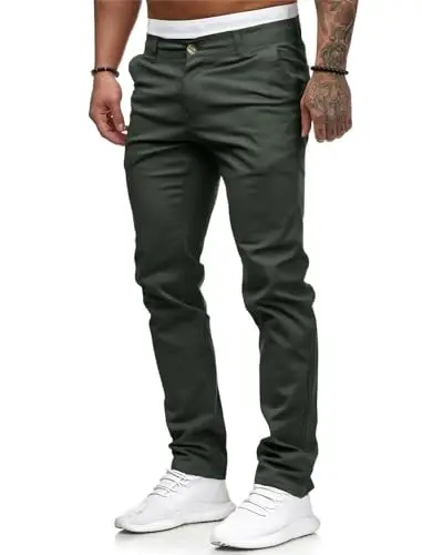 ALLABREVE Men's Chinos Casual Dress Pants Slim Fit Skinny Stretch Flat-Front Lightweight Comfort Slacks - ALLABREVE (1)