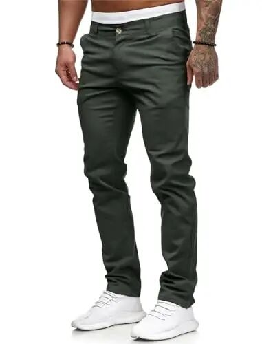 ALLABREVE Men's Chinos Casual Dress Pants Slim Fit Skinny Stretch Flat-Front Lightweight Comfort Slacks - ALLABREVE (1)