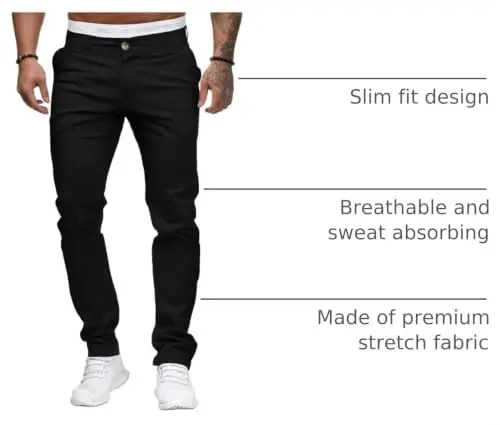 ALLABREVE Men's Chinos Casual Dress Pants Slim Fit Skinny Stretch Flat-Front Lightweight Comfort Slacks - 4