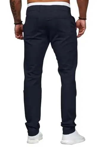 ALLABREVE Men's Chinos Casual Dress Pants Slim Fit Skinny Stretch Flat-Front Lightweight Comfort Slacks - 1