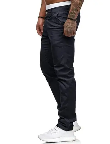 ALLABREVE Men's Chinos Casual Dress Pants Slim Fit Skinny Stretch Flat-Front Lightweight Comfort Slacks - 5