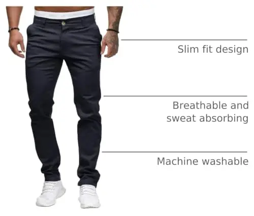 ALLABREVE Men's Chinos Casual Dress Pants Slim Fit Skinny Stretch Flat-Front Lightweight Comfort Slacks - 6