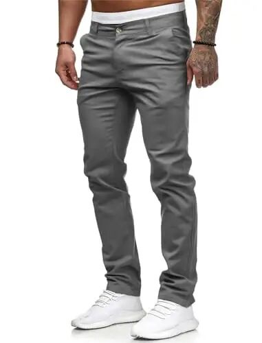ALLABREVE Men's Chinos Casual Dress Pants Slim Fit Skinny Stretch Flat-Front Lightweight Comfort Slacks - ALLABREVE (1)