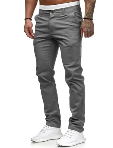 ALLABREVE Men's Chinos Casual Dress Pants Slim Fit Skinny Stretch Flat-Front Lightweight Comfort Slacks - 2