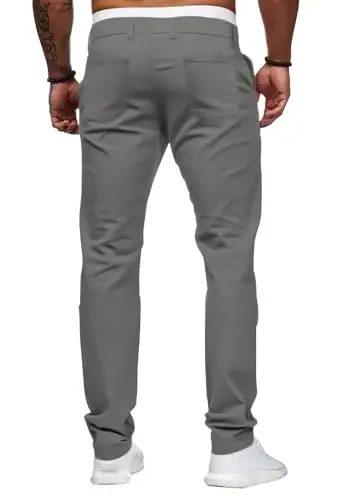 ALLABREVE Men's Chinos Casual Dress Pants Slim Fit Skinny Stretch Flat-Front Lightweight Comfort Slacks - 5