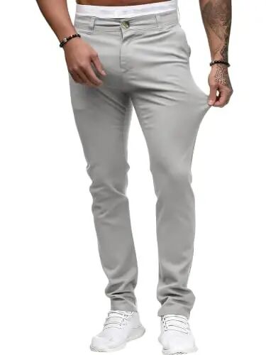 ALLABREVE Men's Chinos Casual Dress Pants Slim Fit Skinny Stretch Lightweight Comfort Slacks - 6