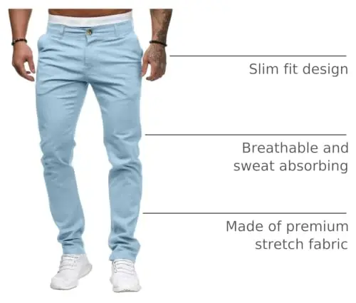 ALLABREVE Мужские брюки чинос Повседневные брюки для костюма Slim Fit Skinny Эластичные Облегающие Легкие Удобные брюки - 1