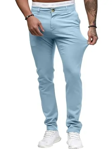 ALLABREVE Мужские брюки чинос Повседневные брюки для костюма Slim Fit Skinny Эластичные Облегающие Легкие Удобные брюки - ALLABREVE (1)