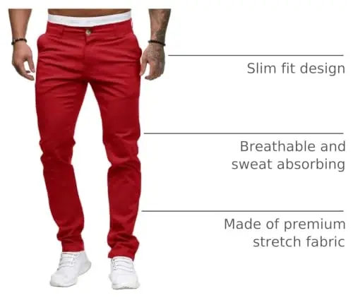 ALLABREVE Мужские брюки чинос, повседневные брюки, облегающие узкие эластичные брюки с плоской передней частью, легкие удобные брюки - 4