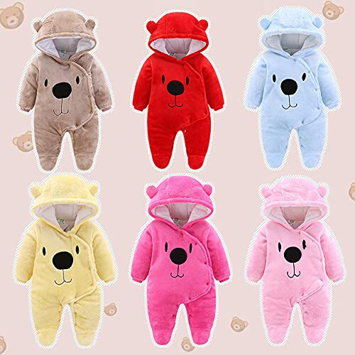 ALLAIBB Baby Newborn Snowsuit Winter Hooded Footie Fleece Jumpsuit for Infant Girls Boys - 5