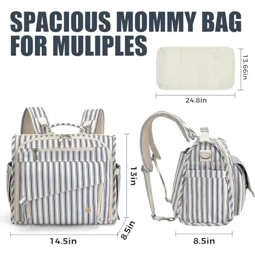 ALLCAMP Diaper Backpack, Waterproof Large Capacity Baby Bag, Multi-Function Nappy Bag with Stroller Hooks, Convertible Tote - ALLCAMP (1)