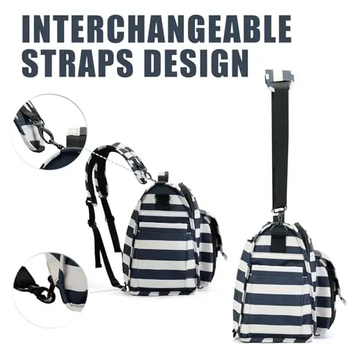 ALLCAMP Diaper Backpack, Waterproof Large Capacity Baby Bag, Multi-Function Nappy Bag with Stroller Hooks, Convertible Tote - 4
