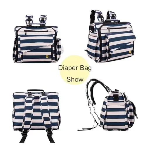 ALLCAMP Diaper bag backpack Multi-Function Waterproof Travel Backpack Nappy Bags for Baby Care, Large Capacity, Support baby Stroller, Converted Into a Tote Bag(Blue) - 5